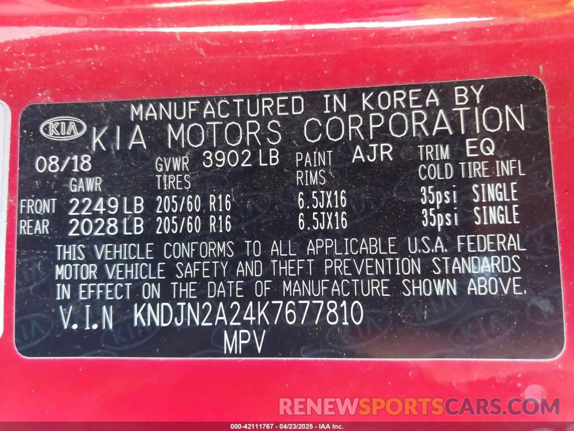 9 Photograph of a damaged car KNDJN2A24K7677810 KIA SOUL 2019