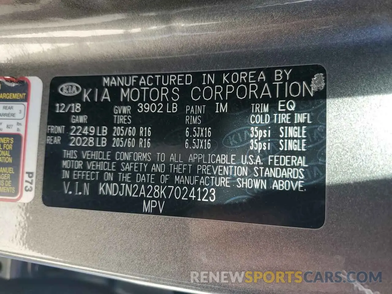14 Photograph of a damaged car KNDJN2A28K7024123 KIA SOUL 2019