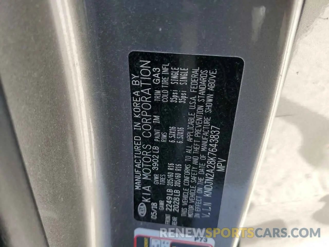 13 Photograph of a damaged car KNDJN2A28K7643837 KIA SOUL 2019