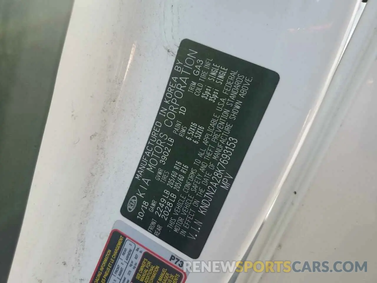 14 Photograph of a damaged car KNDJN2A28K7693153 KIA SOUL 2019