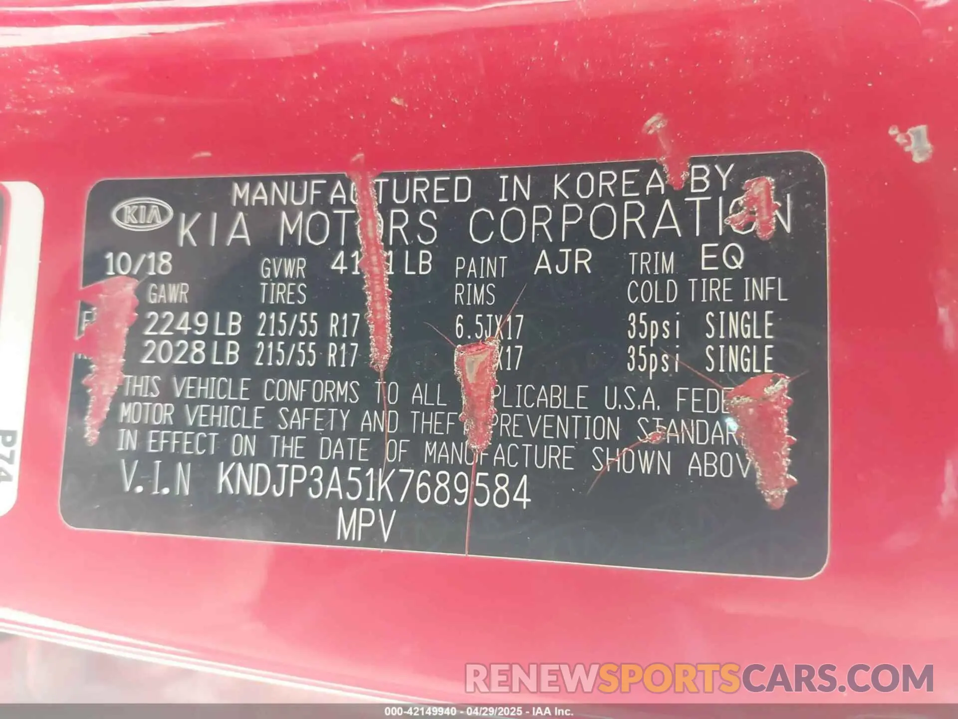 9 Фотография поврежденного автомобиля KNDJP3A51K7689584 KIA SOUL 2019