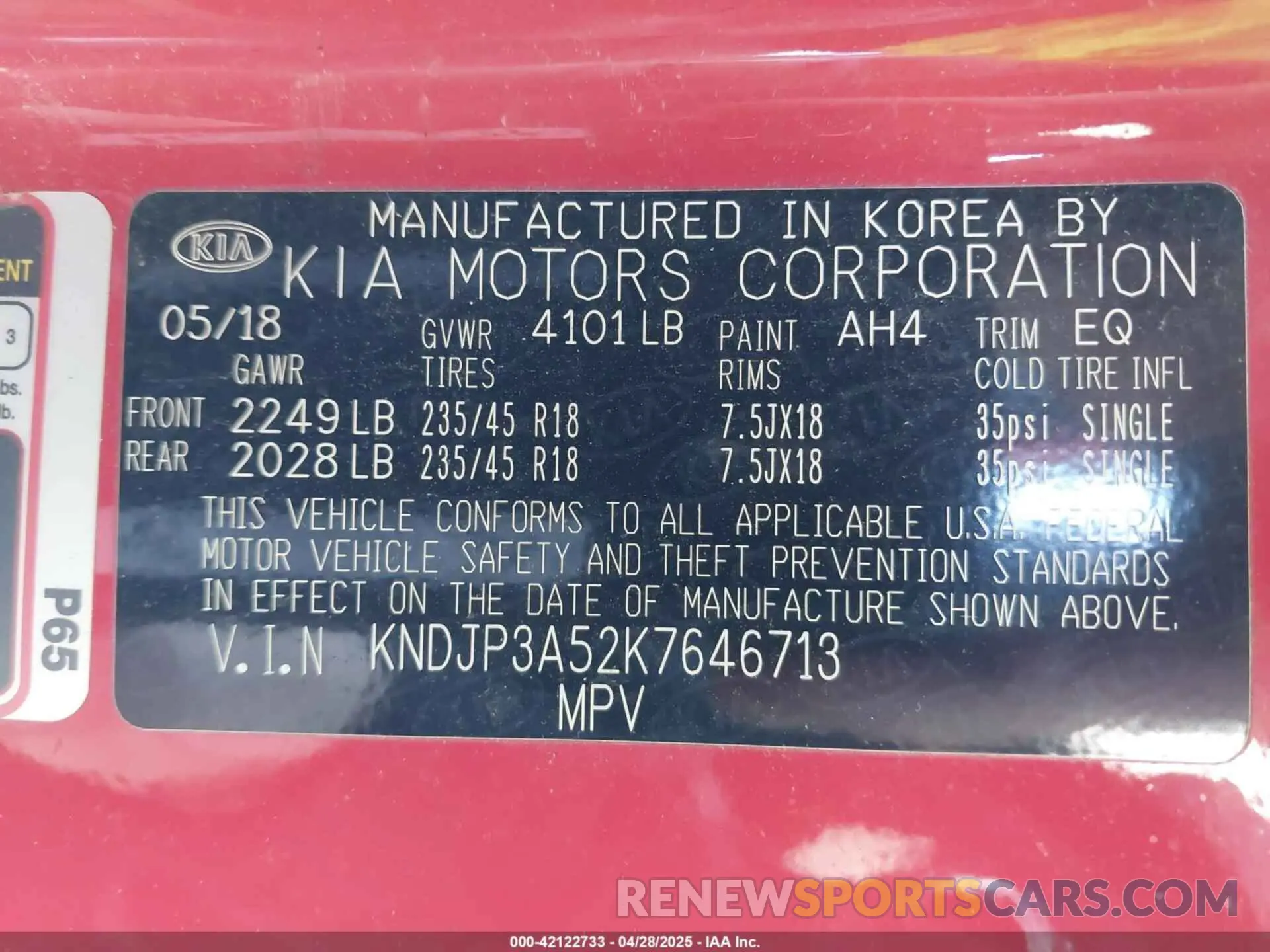 9 Photograph of a damaged car KNDJP3A52K7646713 KIA SOUL 2019