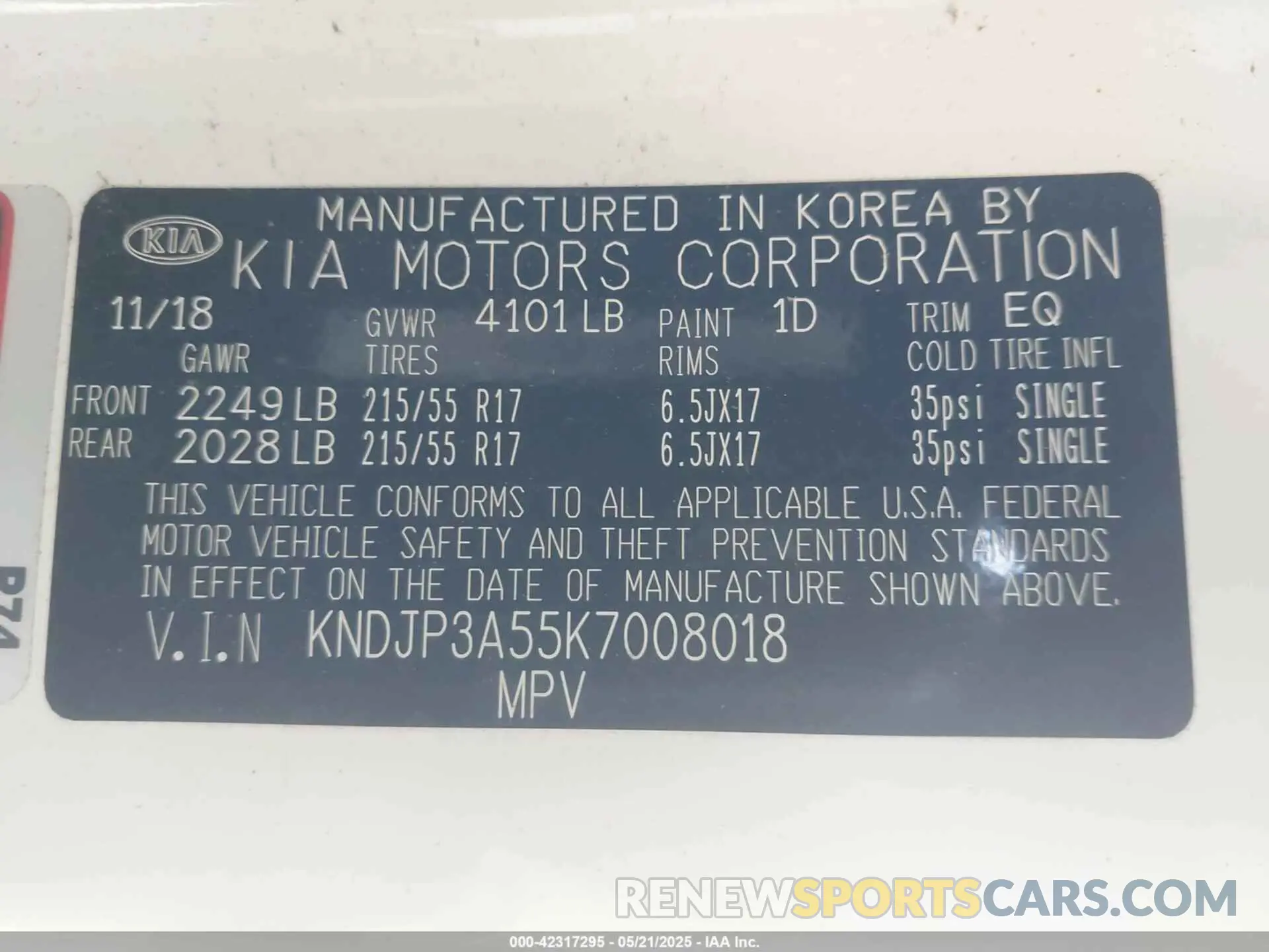 9 Фотография поврежденного автомобиля KNDJP3A55K7008018 KIA SOUL 2019