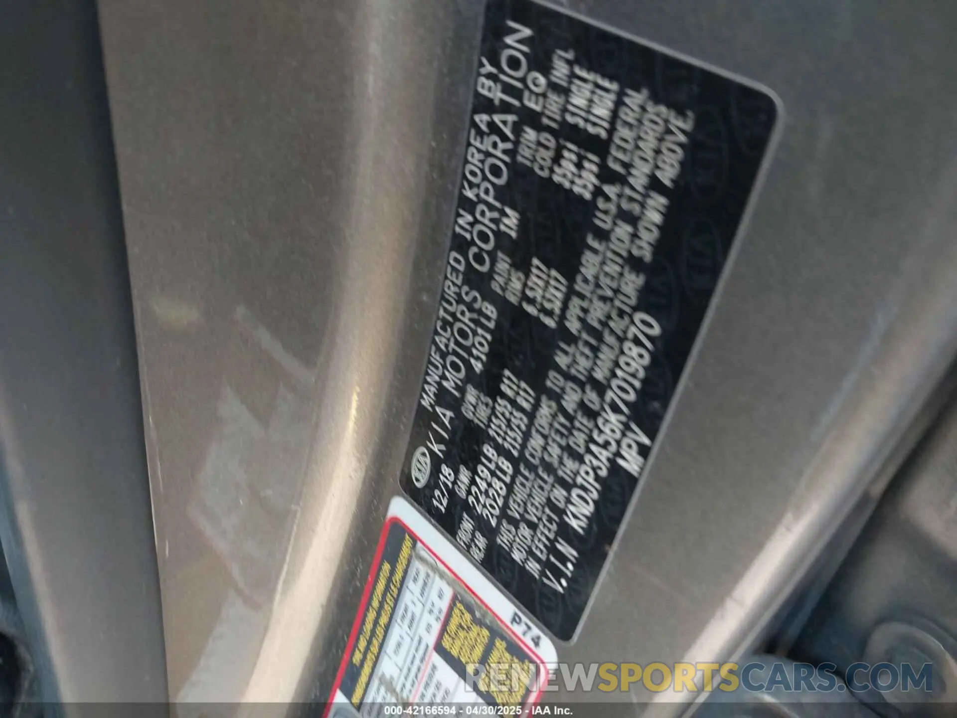 9 Photograph of a damaged car KNDJP3A56K7019870 KIA SOUL 2019