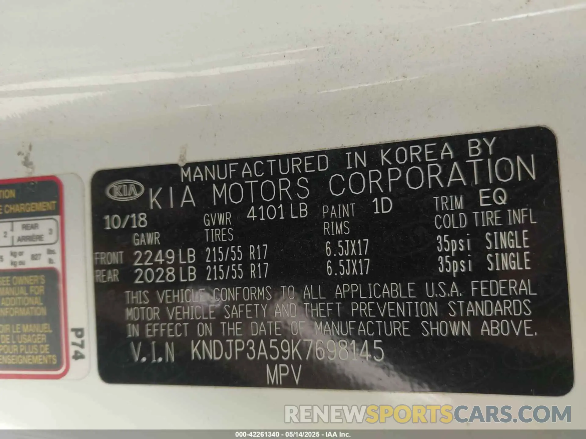 9 Фотография поврежденного автомобиля KNDJP3A59K7698145 KIA SOUL 2019