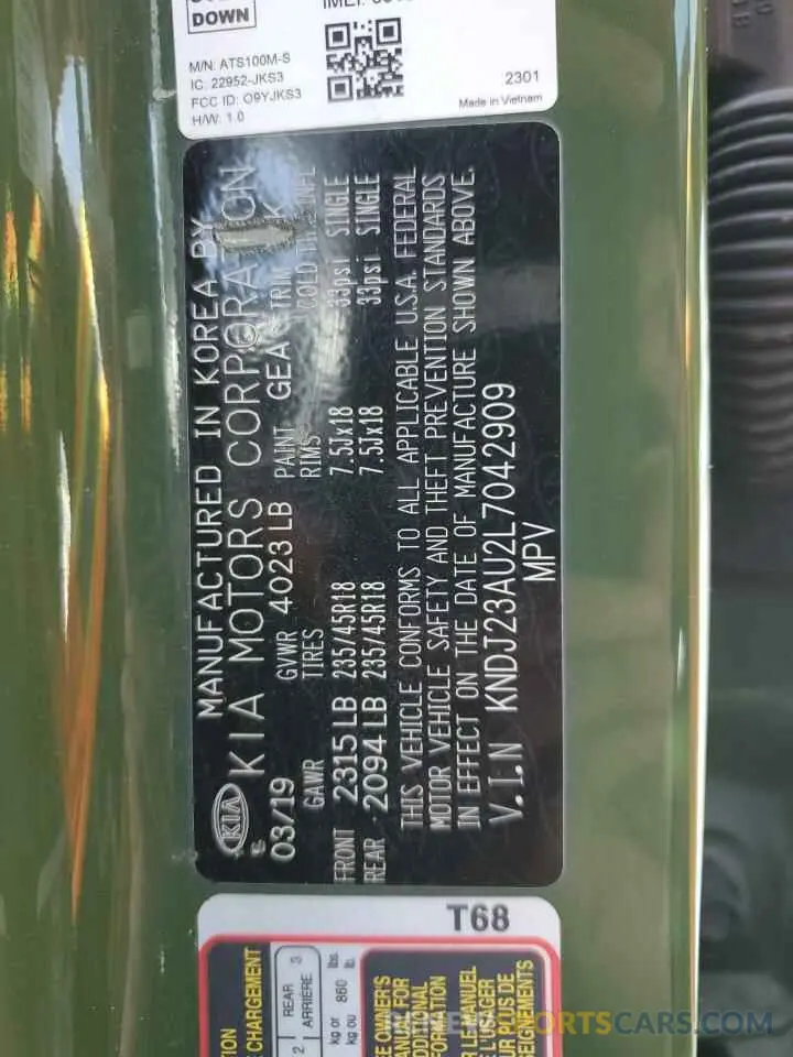 14 Фотография поврежденного автомобиля KNDJ23AU2L7042909 KIA SOUL 2020