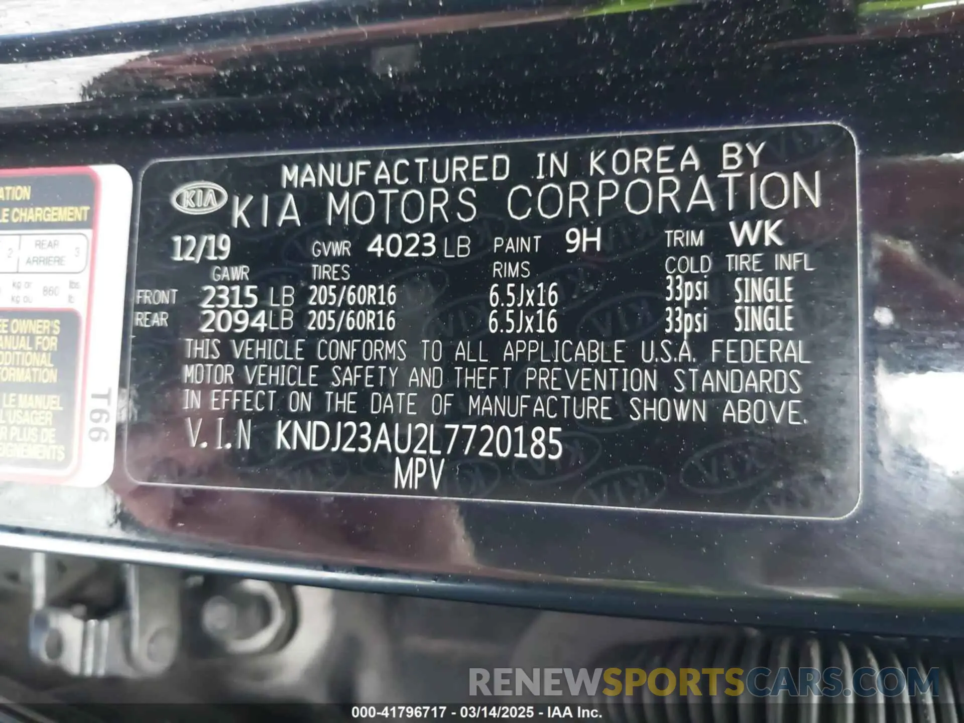 9 Фотография поврежденного автомобиля KNDJ23AU2L7720185 KIA SOUL 2020