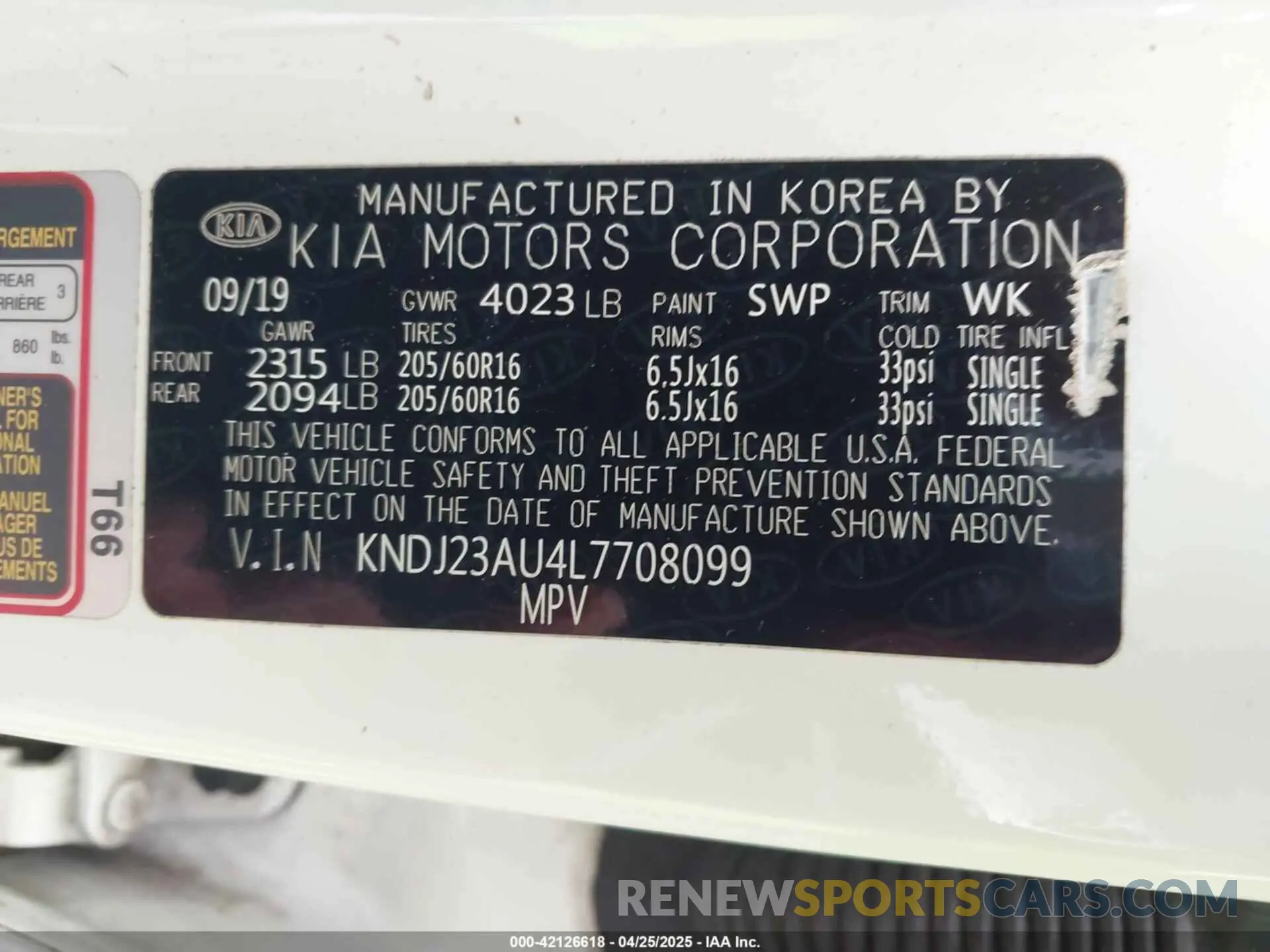 9 Photograph of a damaged car KNDJ23AU4L7708099 KIA SOUL 2020