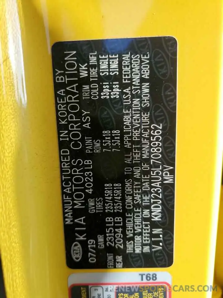 15 Photograph of a damaged car KNDJ23AU5L7089562 KIA SOUL 2020