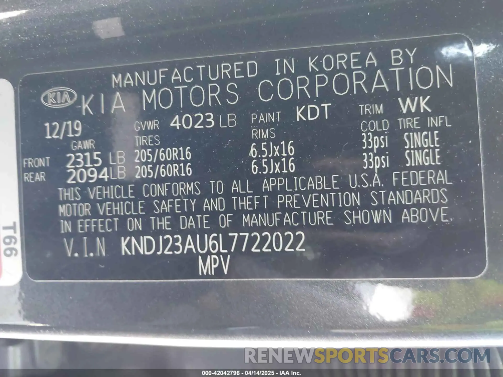 9 Фотография поврежденного автомобиля KNDJ23AU6L7722022 KIA SOUL 2020