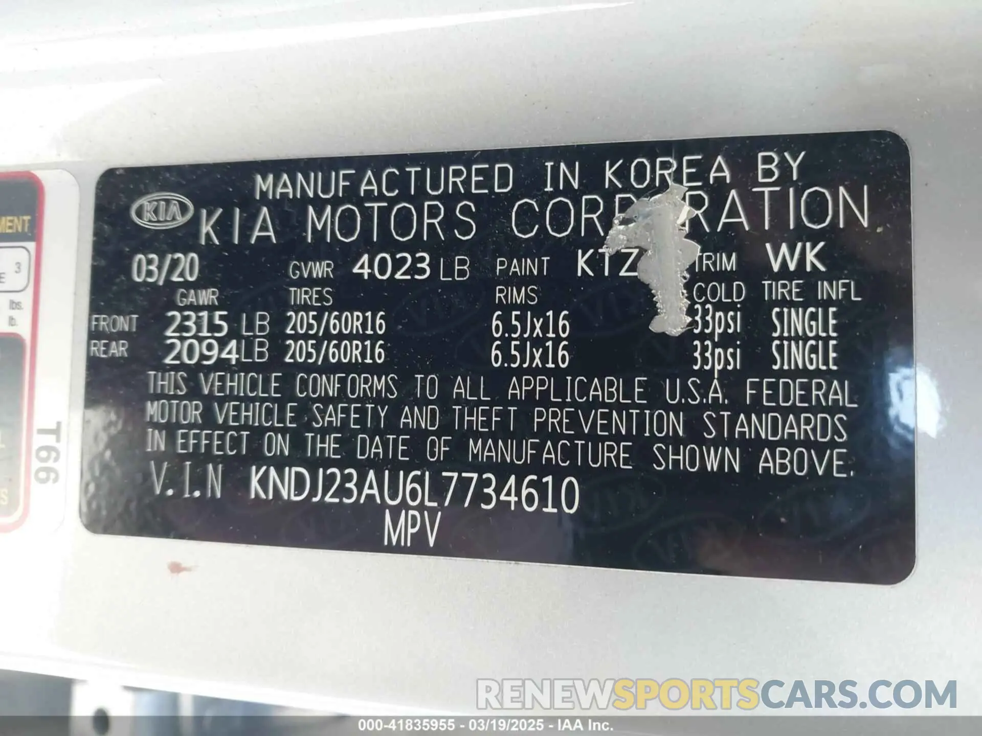 9 Photograph of a damaged car KNDJ23AU6L7734610 KIA SOUL 2020