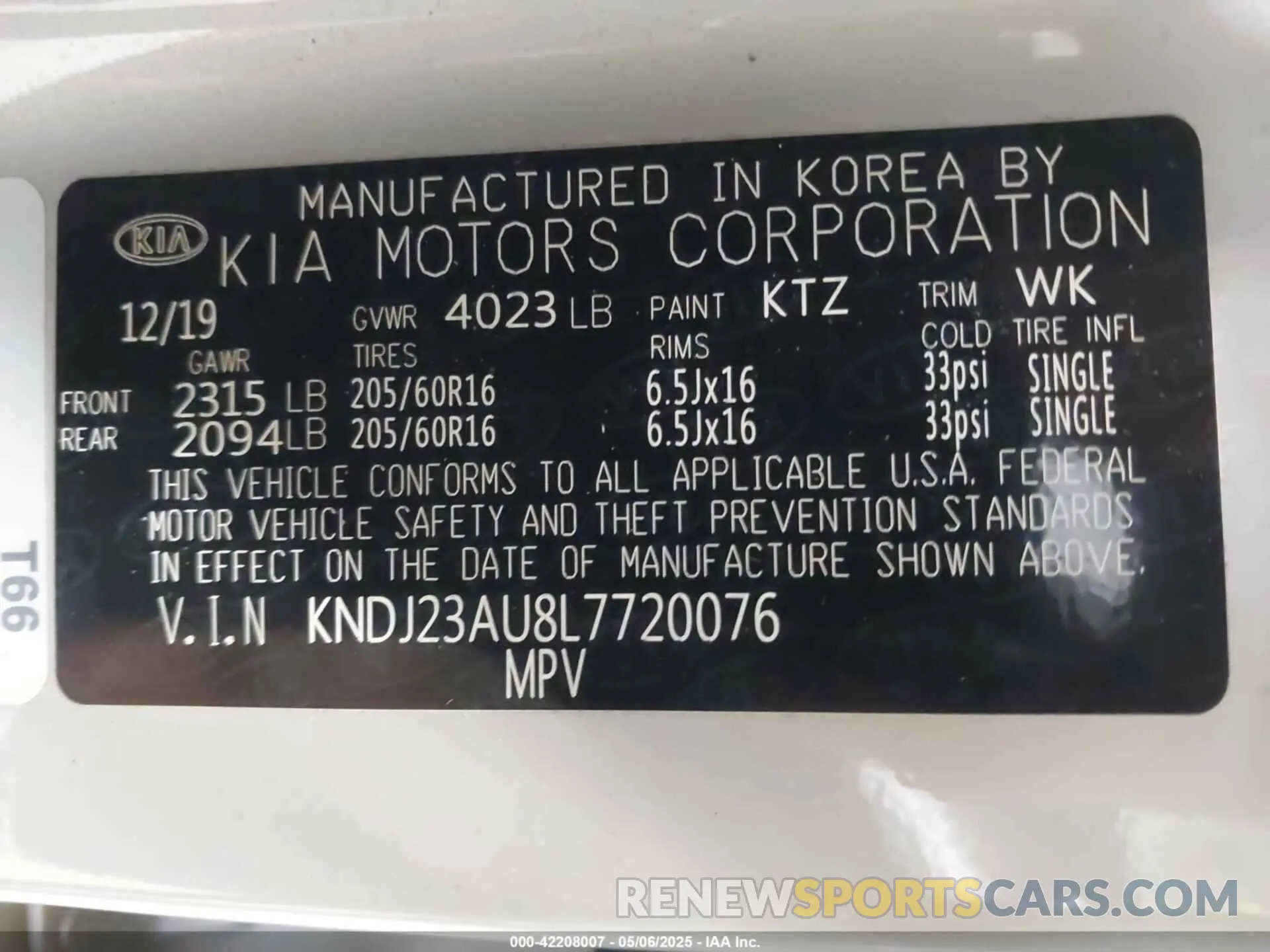 9 Фотография поврежденного автомобиля KNDJ23AU8L7720076 KIA SOUL 2020