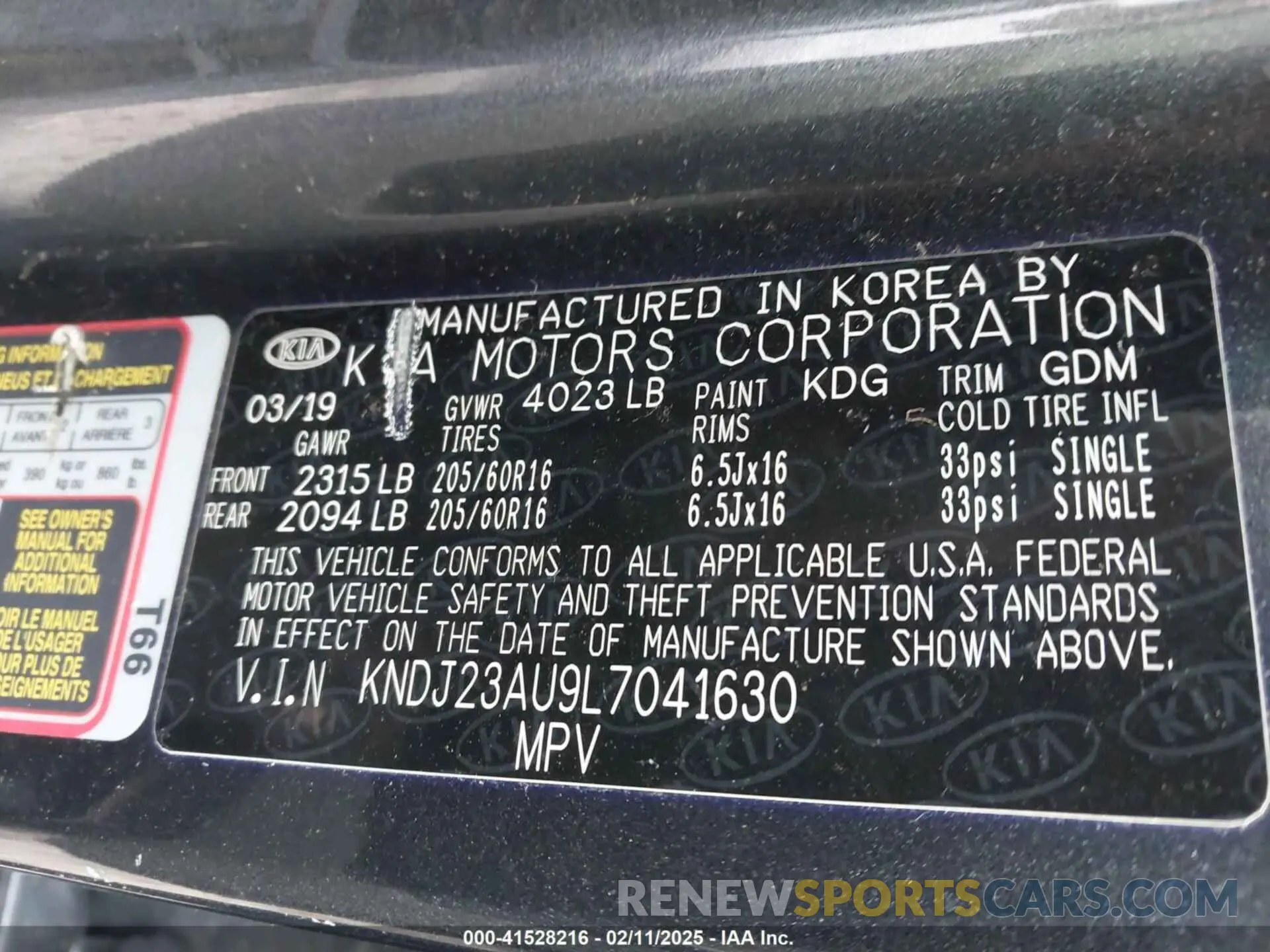 9 Photograph of a damaged car KNDJ23AU9L7041630 KIA SOUL 2020