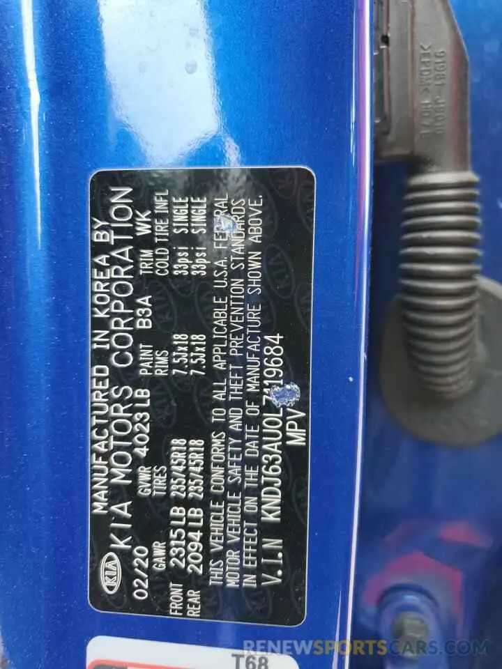 12 Фотография поврежденного автомобиля KNDJ63AU0L7119684 KIA SOUL 2020