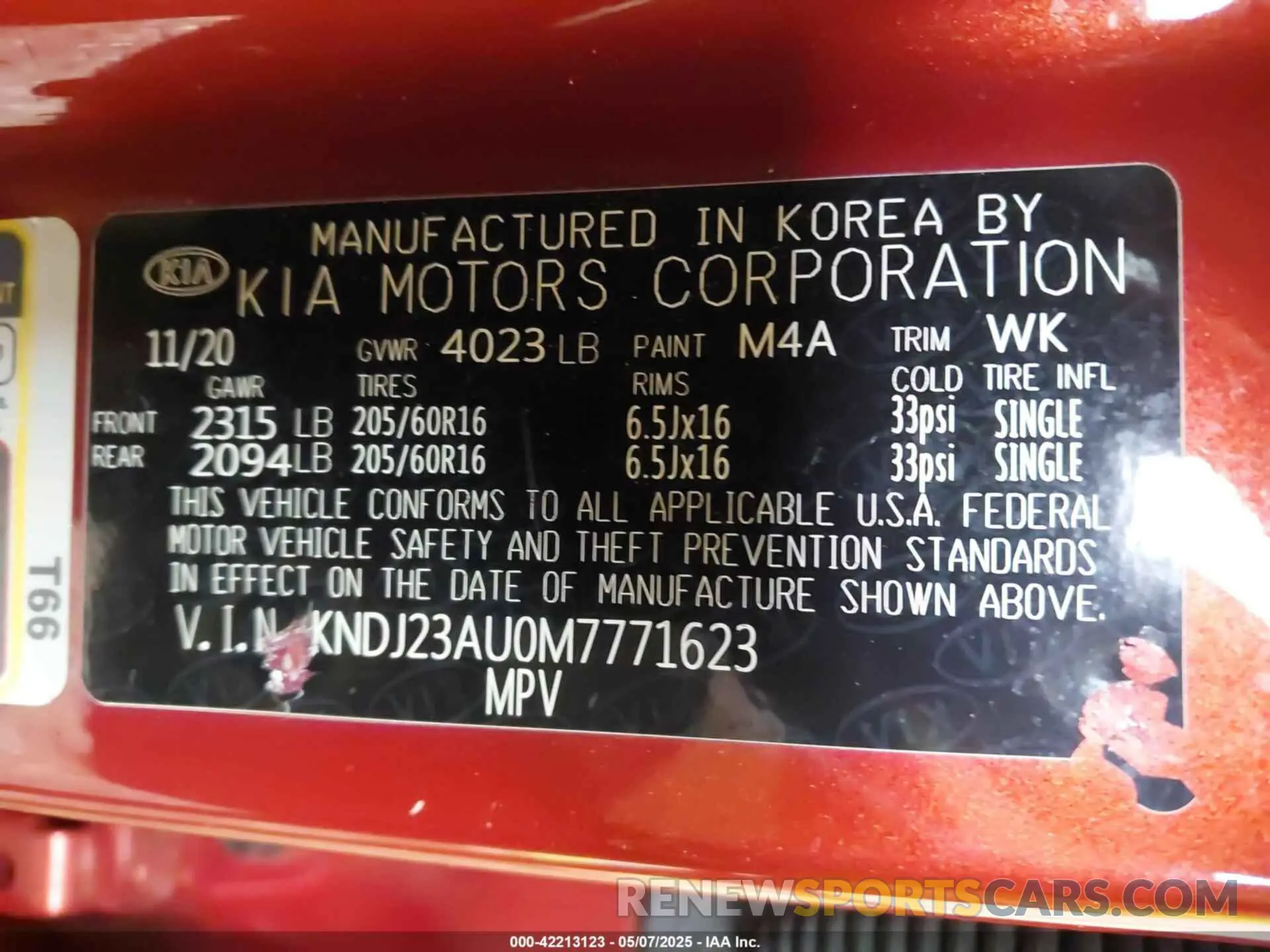 9 Фотография поврежденного автомобиля KNDJ23AU0M7771623 KIA SOUL 2021