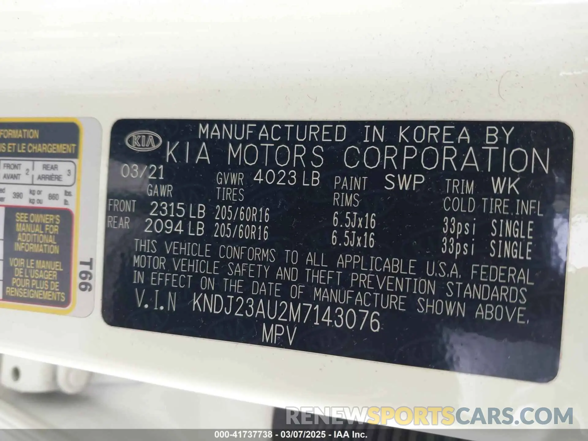 9 Photograph of a damaged car KNDJ23AU2M7143076 KIA SOUL 2021