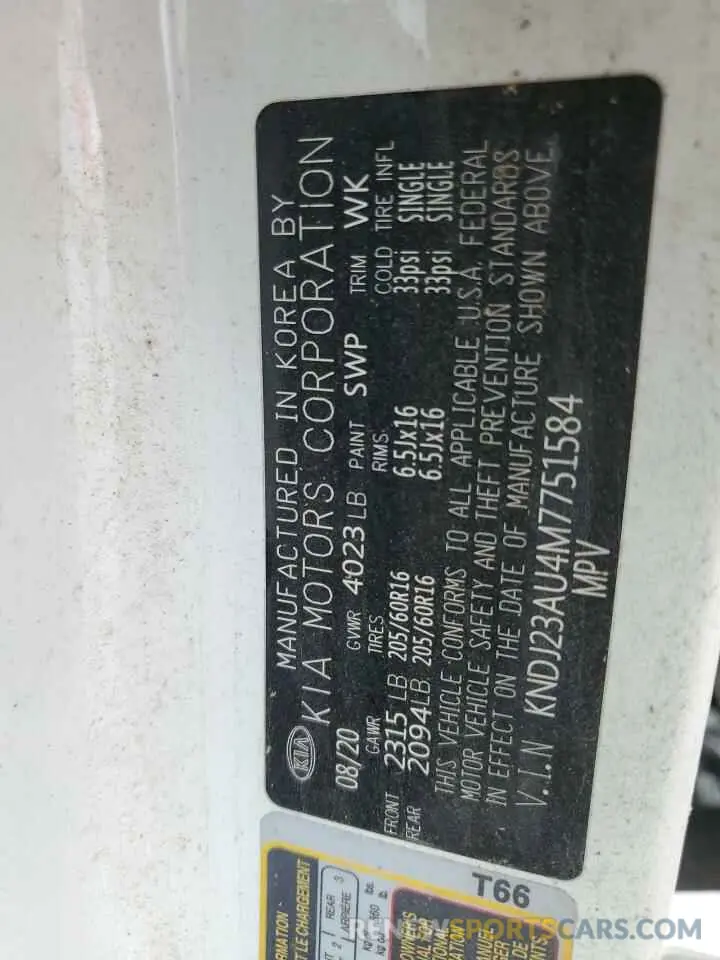 12 Photograph of a damaged car KNDJ23AU4M7751584 KIA SOUL 2021