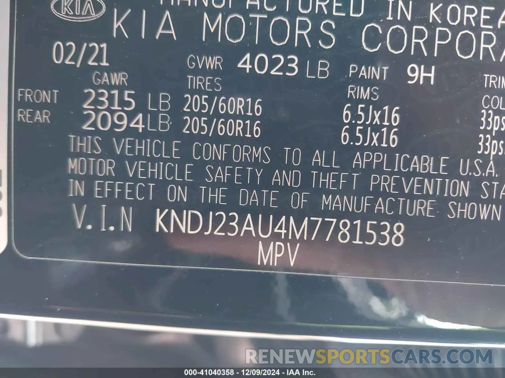9 Photograph of a damaged car KNDJ23AU4M7781538 KIA SOUL 2021
