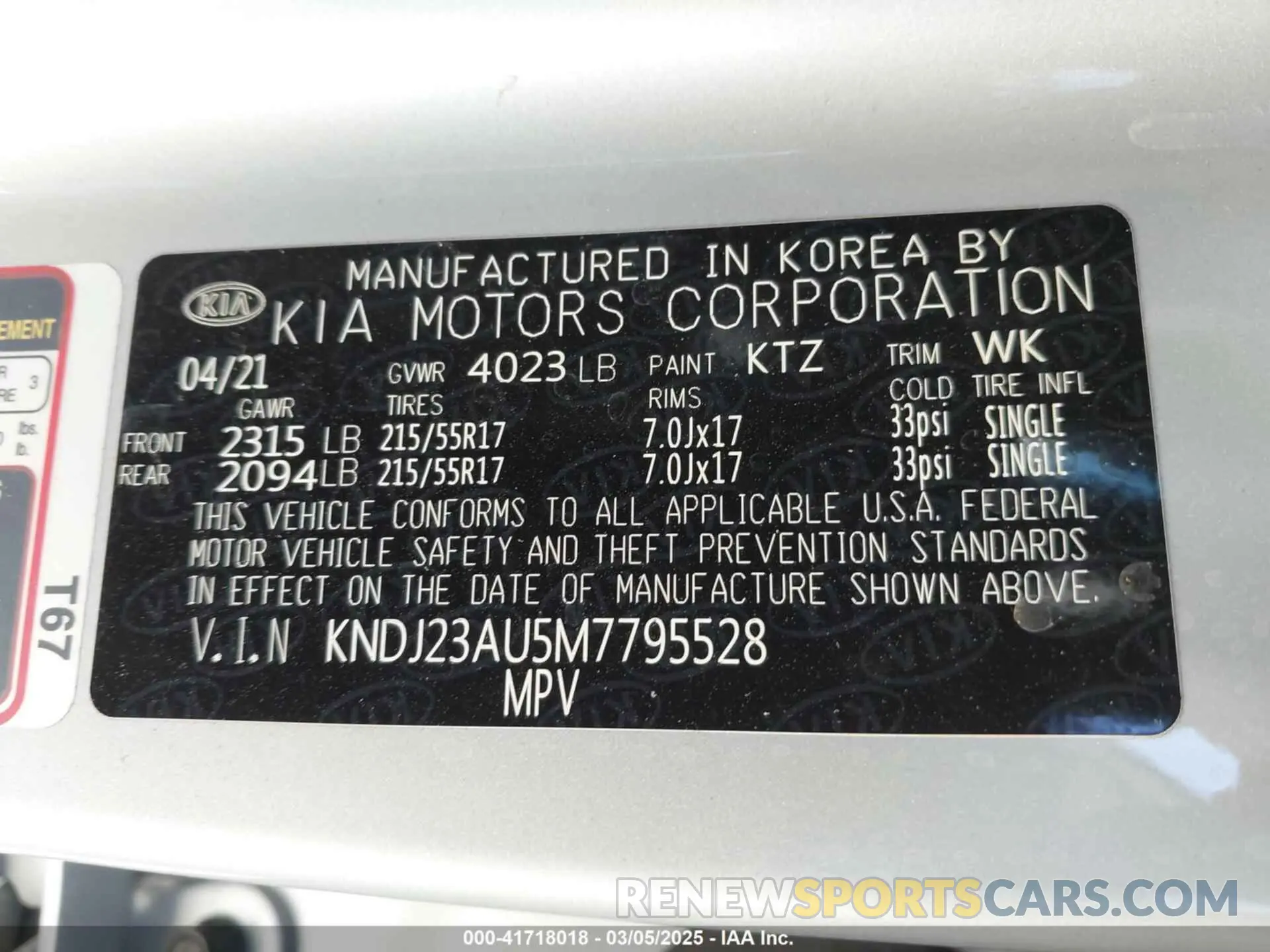 9 Photograph of a damaged car KNDJ23AU5M7795528 KIA SOUL 2021