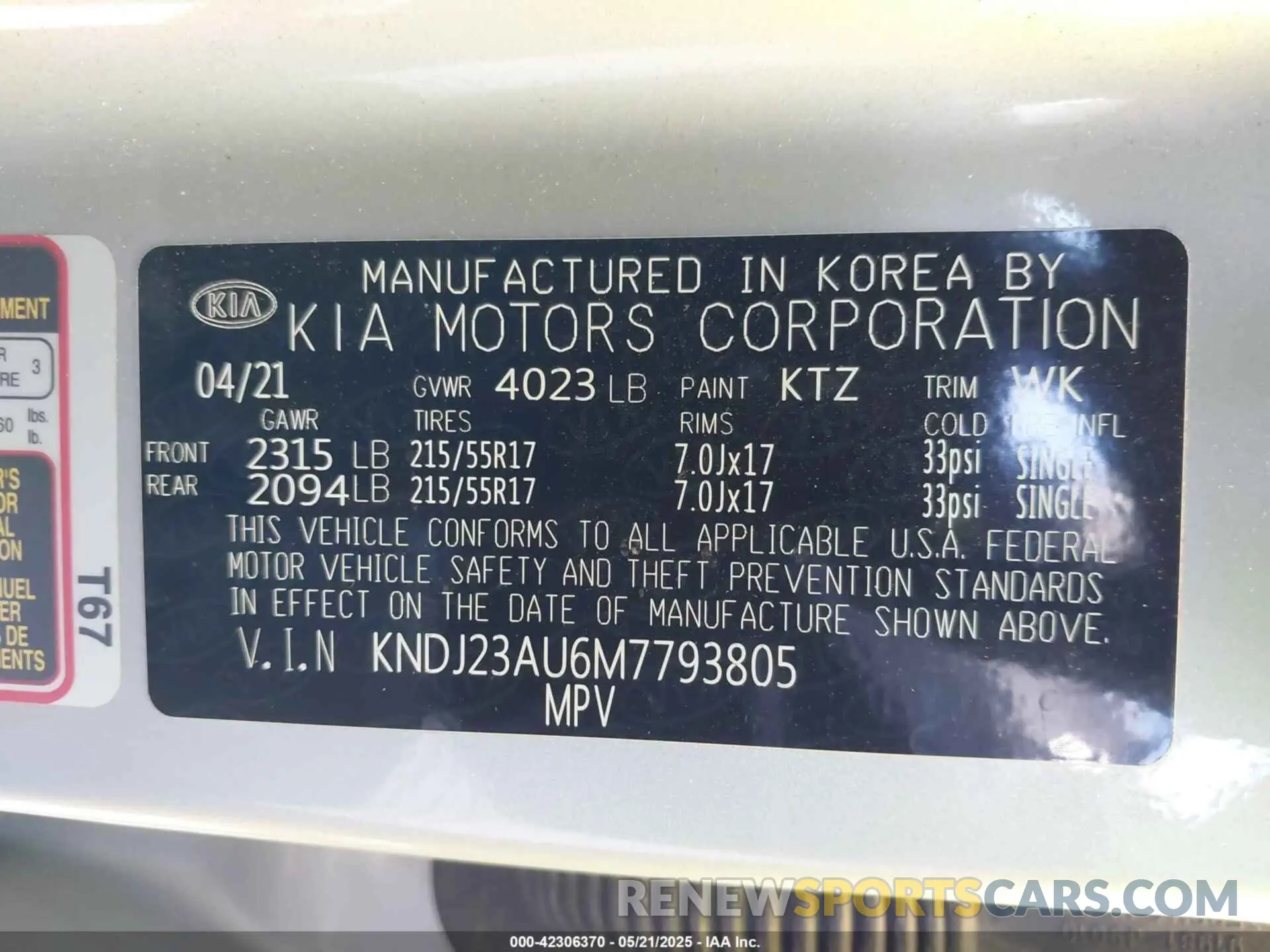 9 Фотография поврежденного автомобиля KNDJ23AU6M7793805 KIA SOUL 2021