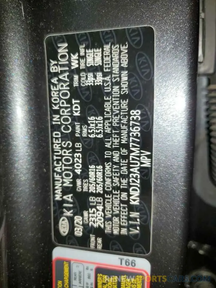 13 Photograph of a damaged car KNDJ23AU7M7736738 KIA SOUL 2021