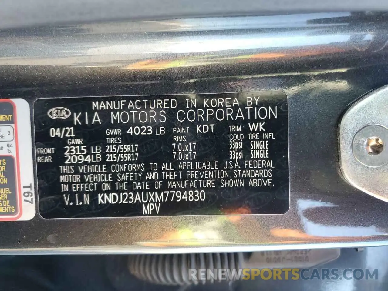 14 Photograph of a damaged car KNDJ23AUXM7794830 KIA SOUL 2021