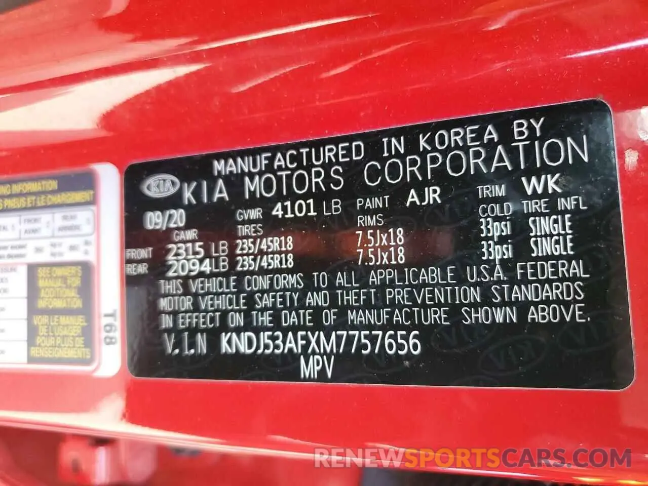 12 Photograph of a damaged car KNDJ53AFXM7757656 KIA SOUL 2021
