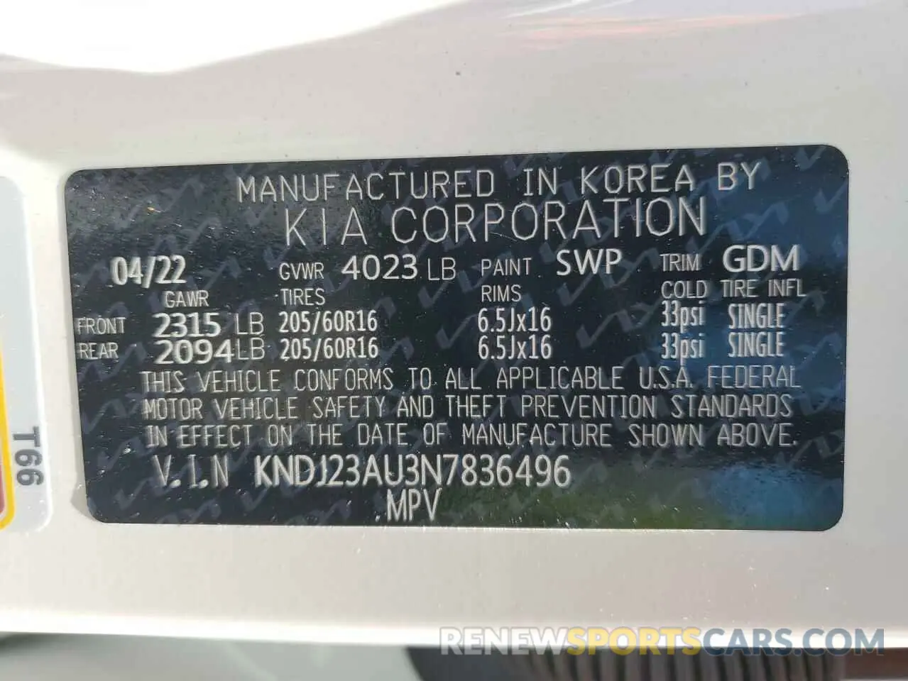 14 Photograph of a damaged car KNDJ23AU3N7836496 KIA SOUL 2022