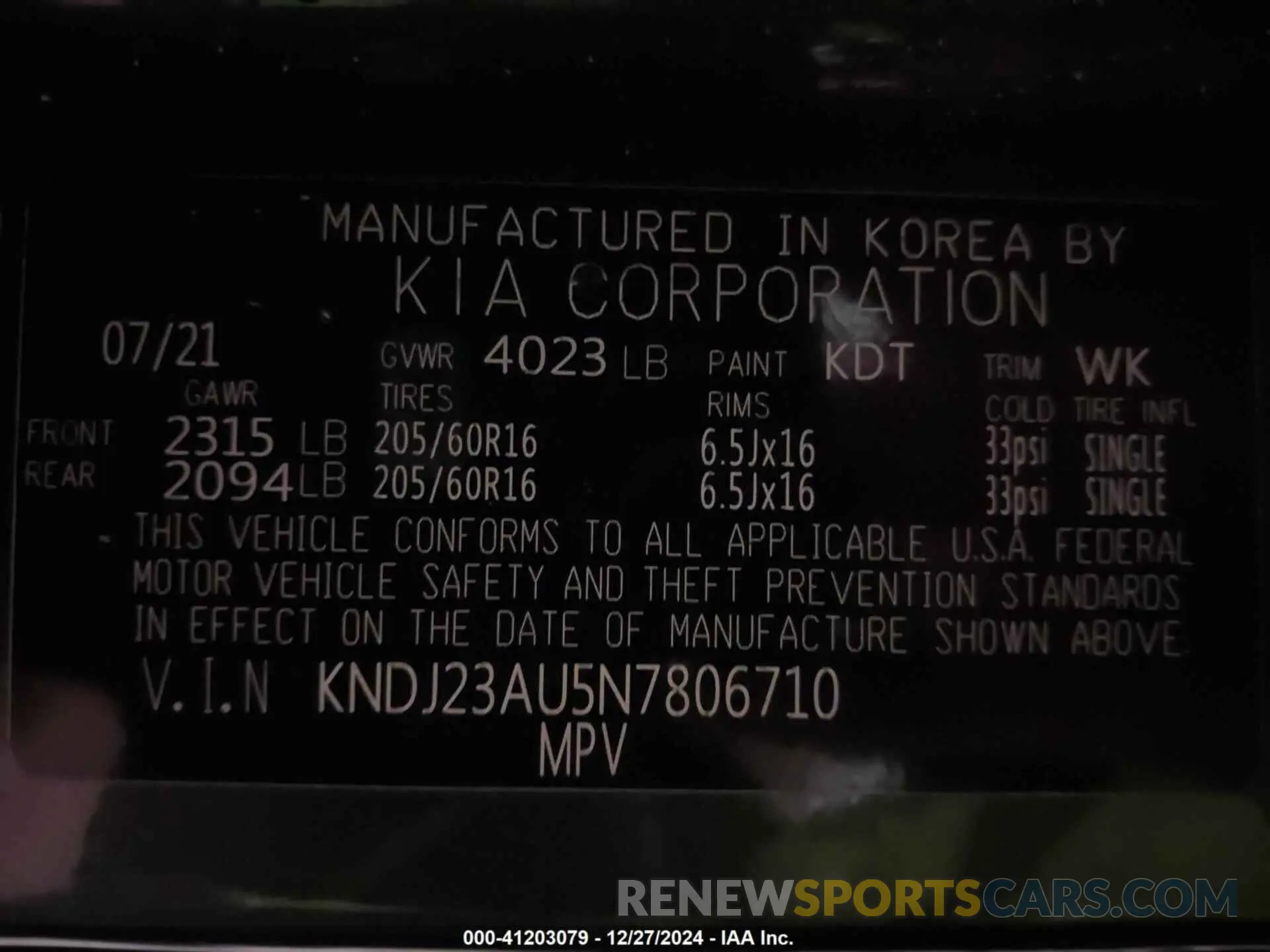 9 Photograph of a damaged car KNDJ23AU5N7806710 KIA SOUL 2022