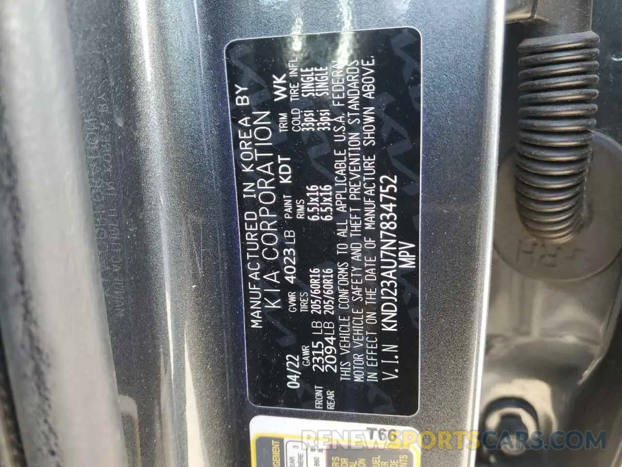 12 Photograph of a damaged car KNDJ23AU7N7834752 KIA SOUL 2022