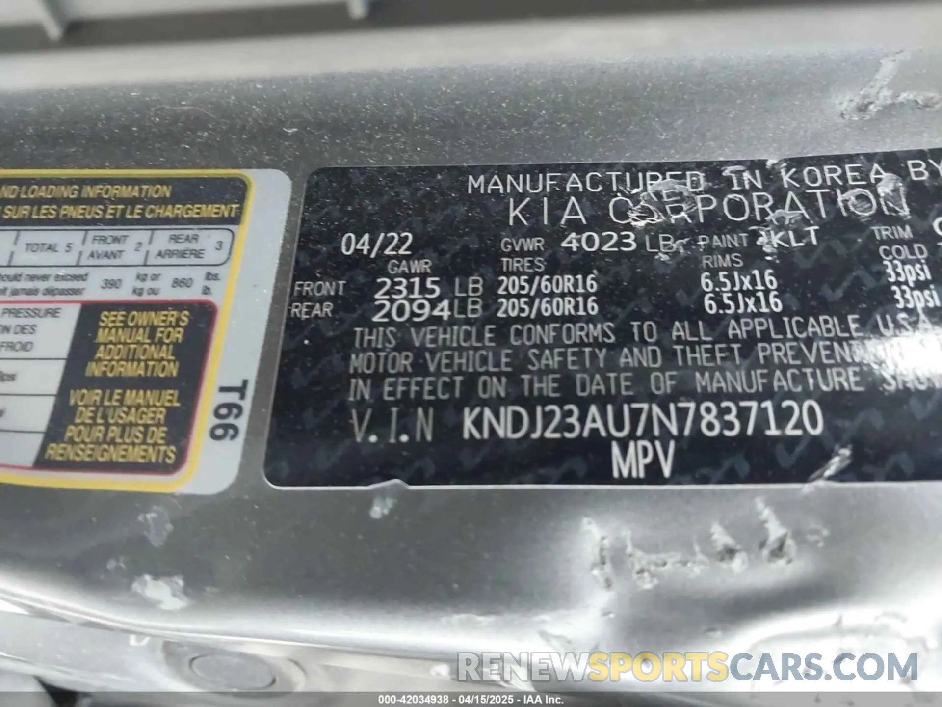 9 Фотография поврежденного автомобиля KNDJ23AU7N7837120 KIA SOUL 2022