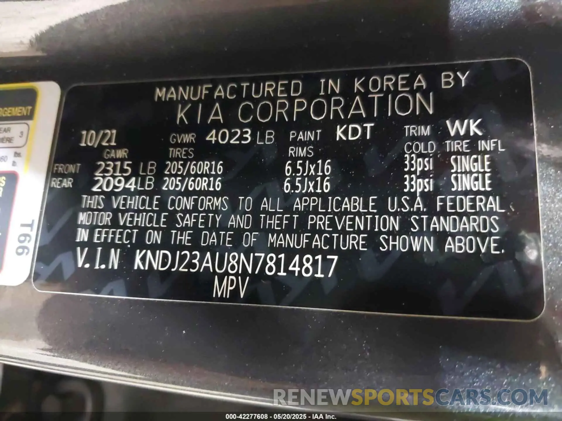 9 Фотография поврежденного автомобиля KNDJ23AU8N7814817 KIA SOUL 2022
