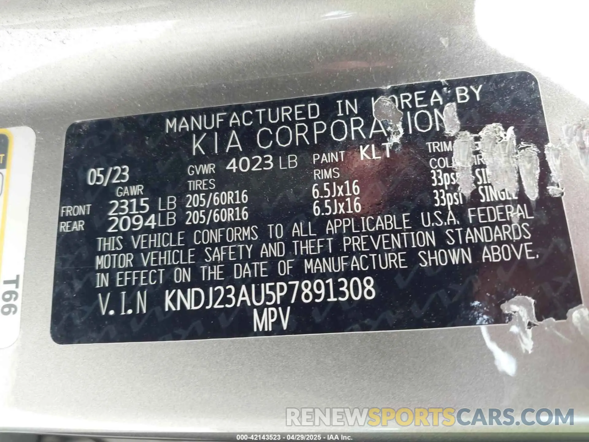 9 Фотография поврежденного автомобиля KNDJ23AU5P7891308 KIA SOUL 2023
