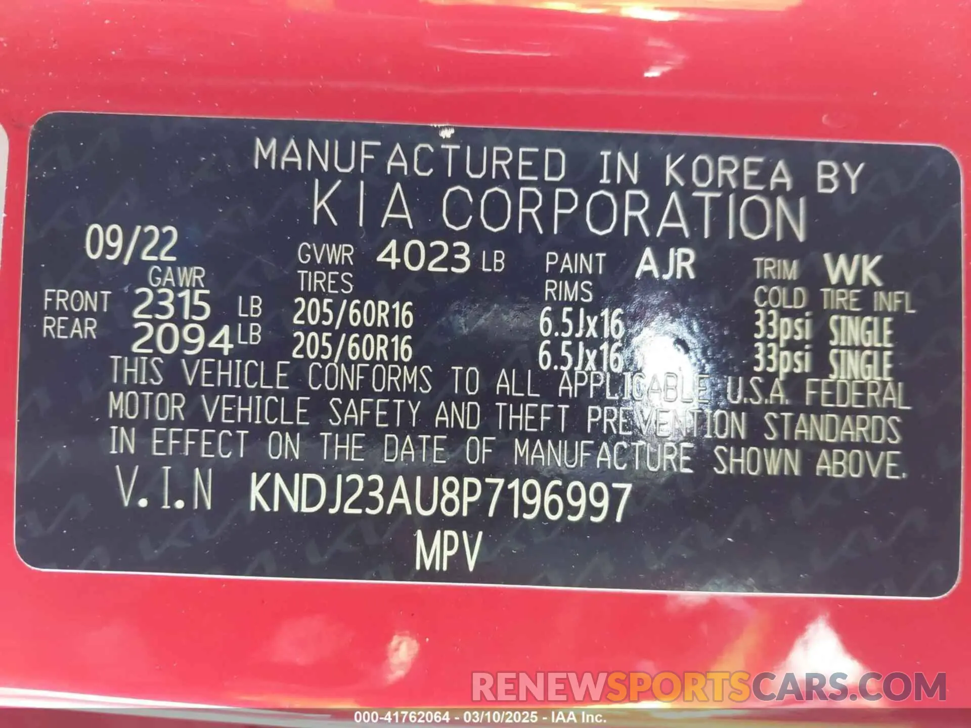9 Фотография поврежденного автомобиля KNDJ23AU8P7196997 KIA SOUL 2023