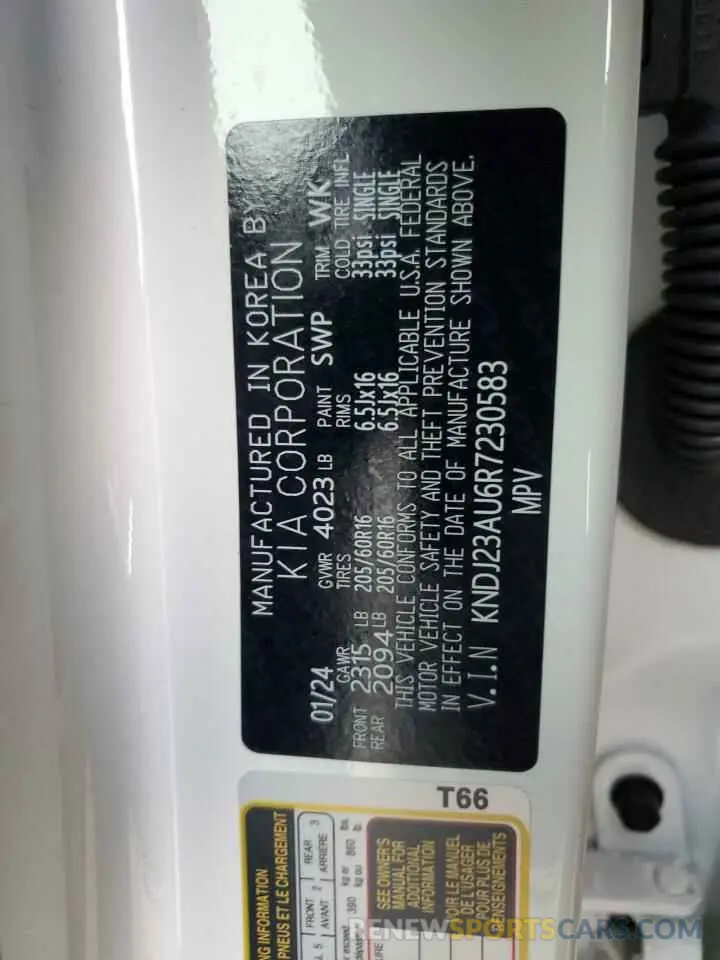 12 Фотография поврежденного автомобиля KNDJ23AU6R7230583 KIA SOUL 2024
