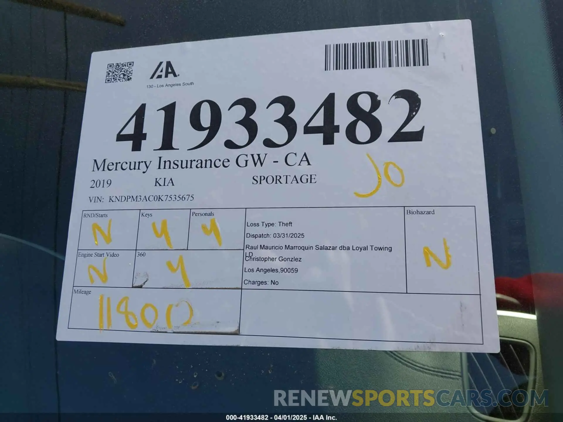 18 Photograph of a damaged car KNDPM3AC0K7535675 KIA SPORTAGE 2019