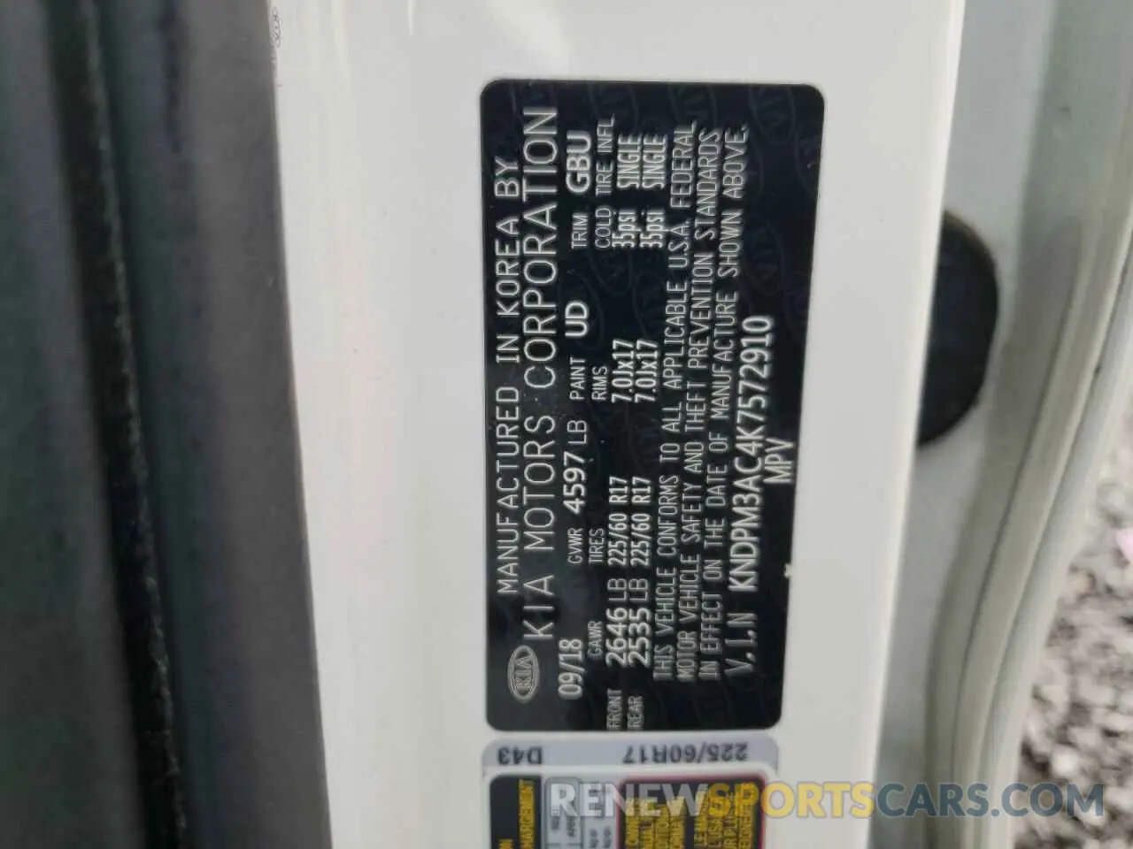 13 Фотография поврежденного автомобиля KNDPM3AC4K7572910 KIA SPORTAGE 2019