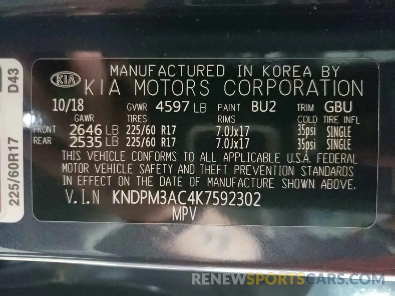 13 Фотография поврежденного автомобиля KNDPM3AC4K7592302 KIA SPORTAGE 2019