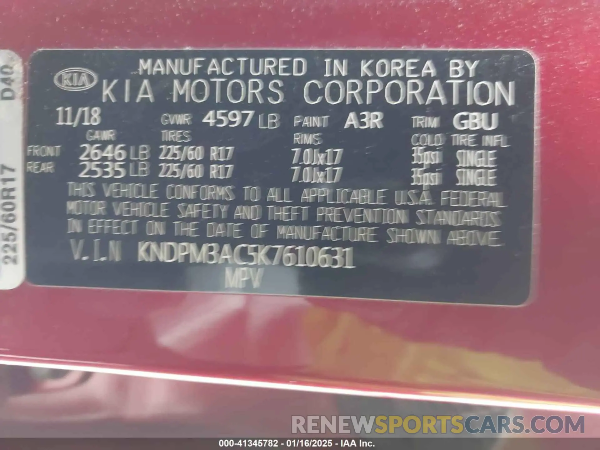 9 Фотография поврежденного автомобиля KNDPM3AC5K7610631 KIA SPORTAGE 2019