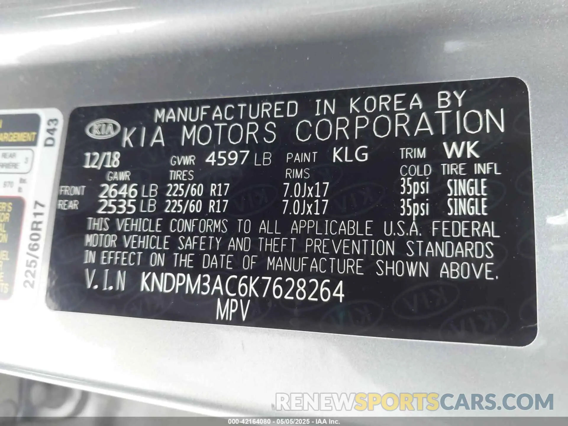 9 Фотография поврежденного автомобиля KNDPM3AC6K7628264 KIA SPORTAGE 2019