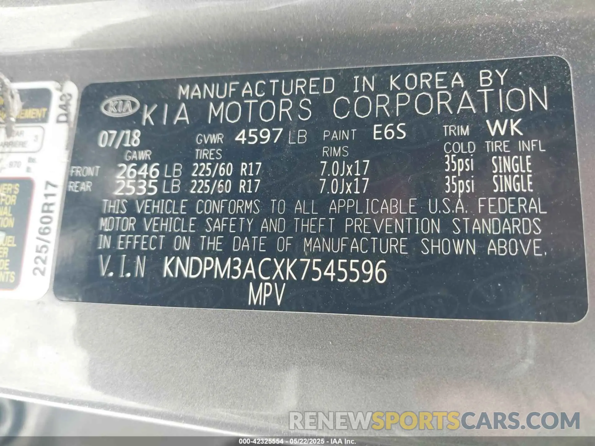 9 Фотография поврежденного автомобиля KNDPM3ACXK7545596 KIA SPORTAGE 2019