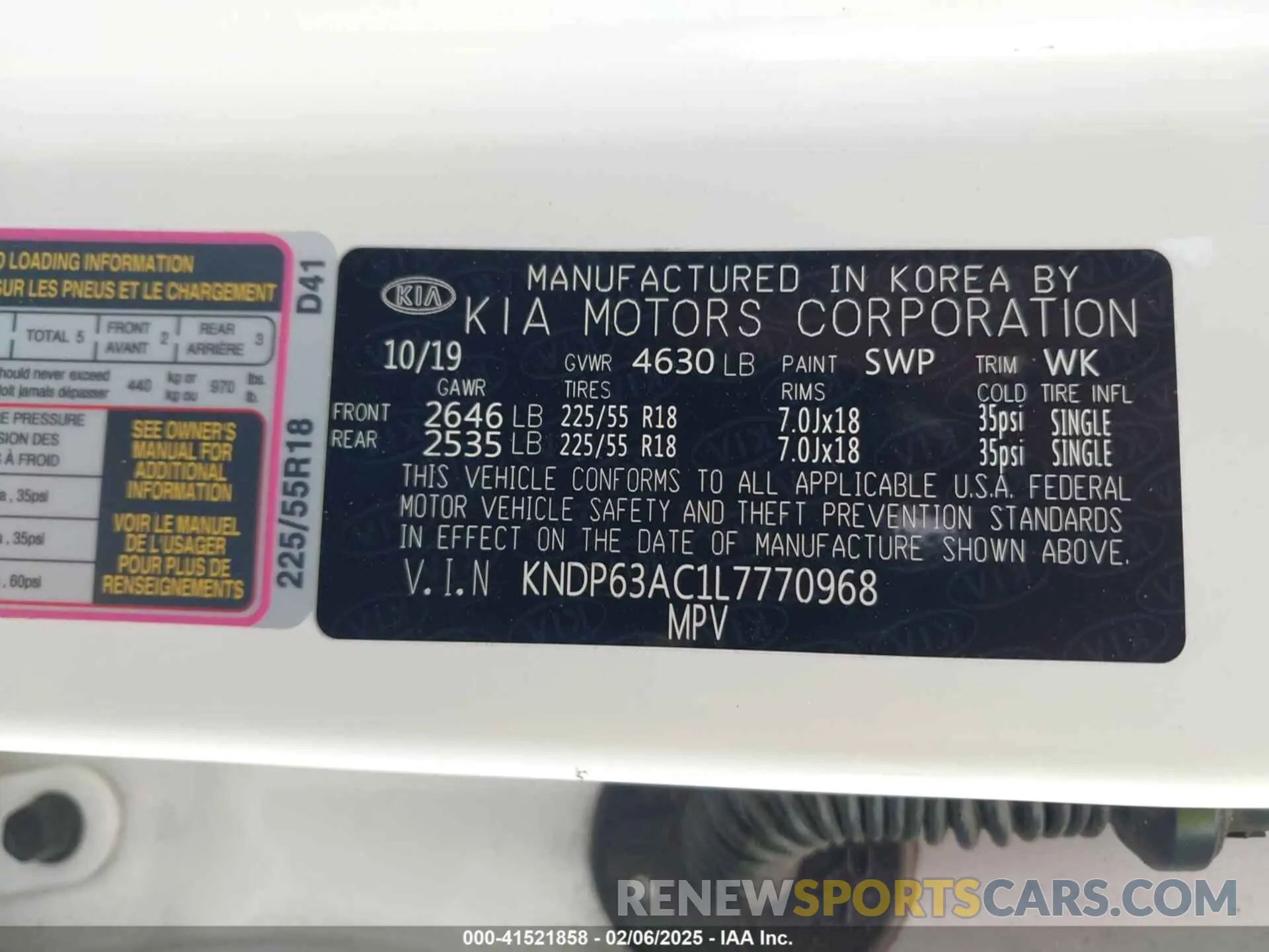 9 Photograph of a damaged car KNDP63AC1L7770968 KIA SPORTAGE 2020