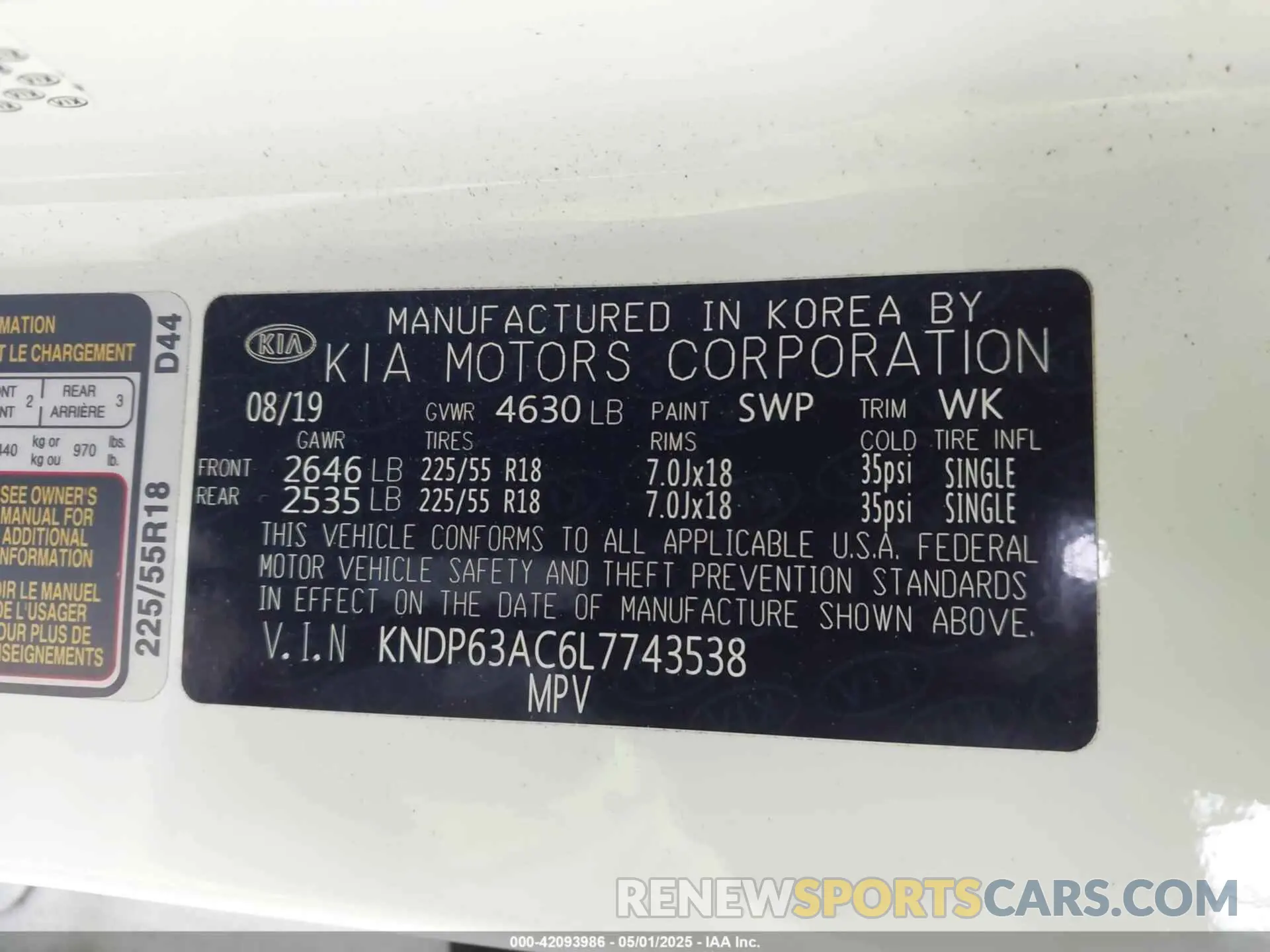 9 Photograph of a damaged car KNDP63AC6L7743538 KIA SPORTAGE 2020