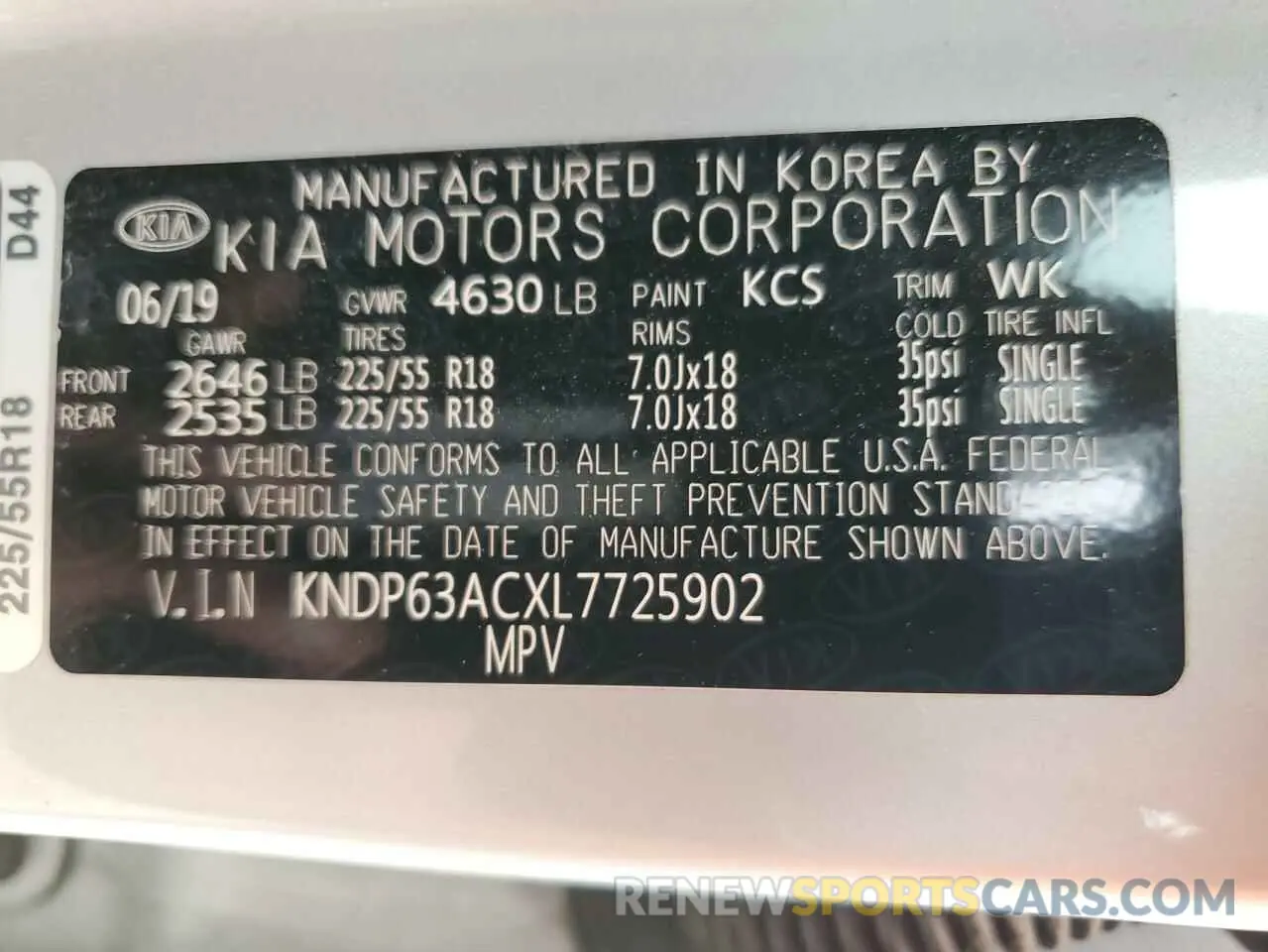 12 Фотография поврежденного автомобиля KNDP63ACXL7725902 KIA SPORTAGE 2020