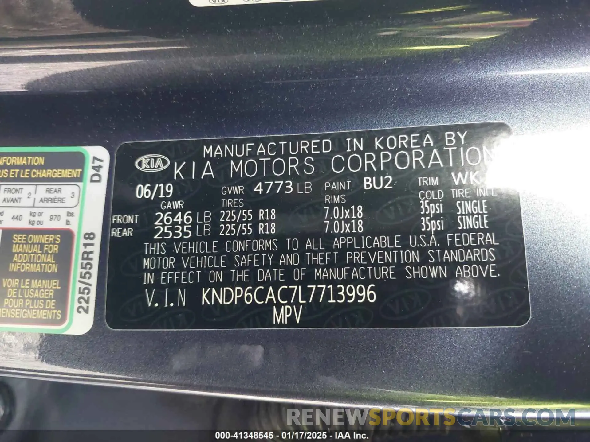 9 Photograph of a damaged car KNDP6CAC7L7713996 KIA SPORTAGE 2020