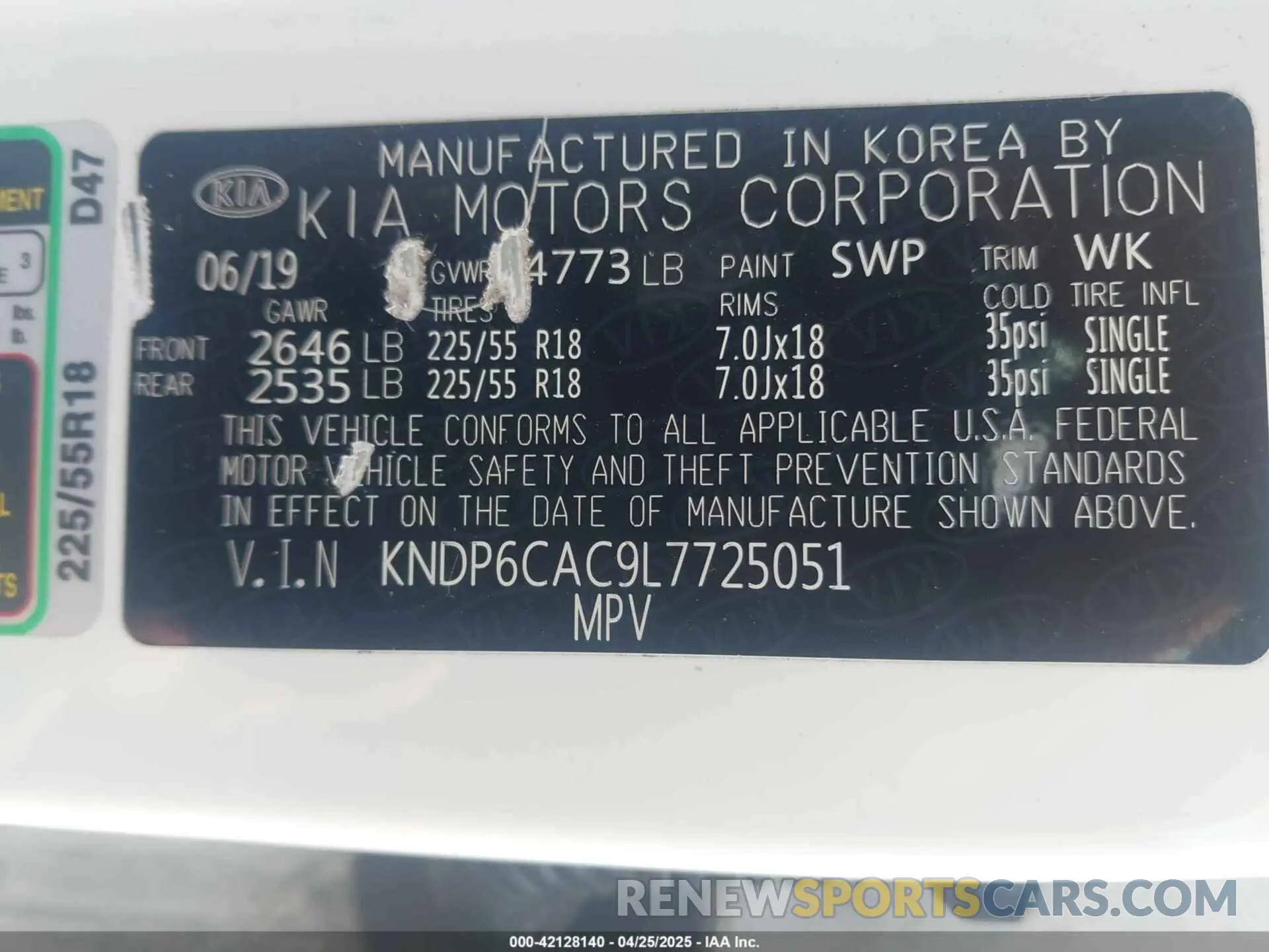 9 Photograph of a damaged car KNDP6CAC9L7725051 KIA SPORTAGE 2020
