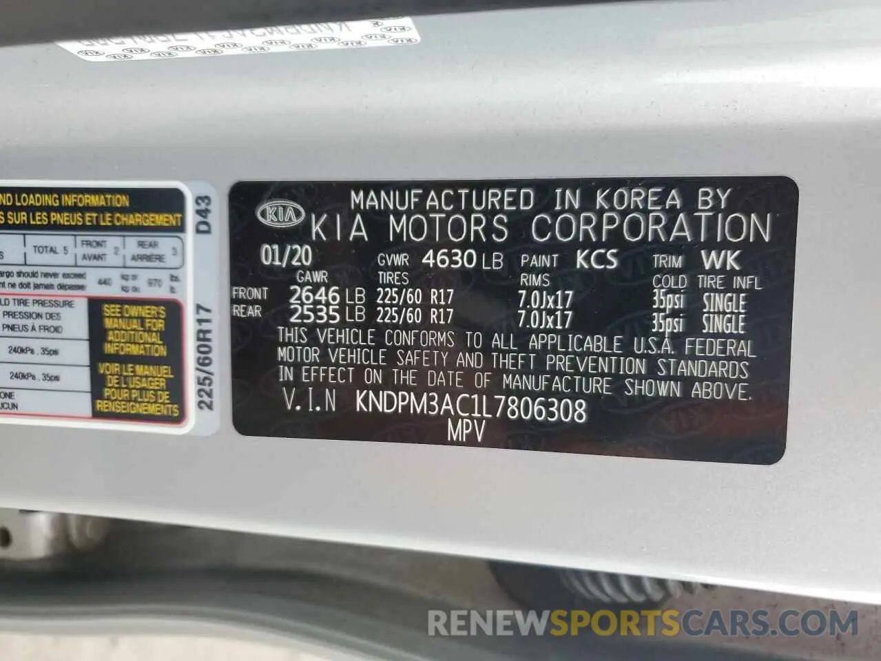 13 Photograph of a damaged car KNDPM3AC1L7806308 KIA SPORTAGE 2020