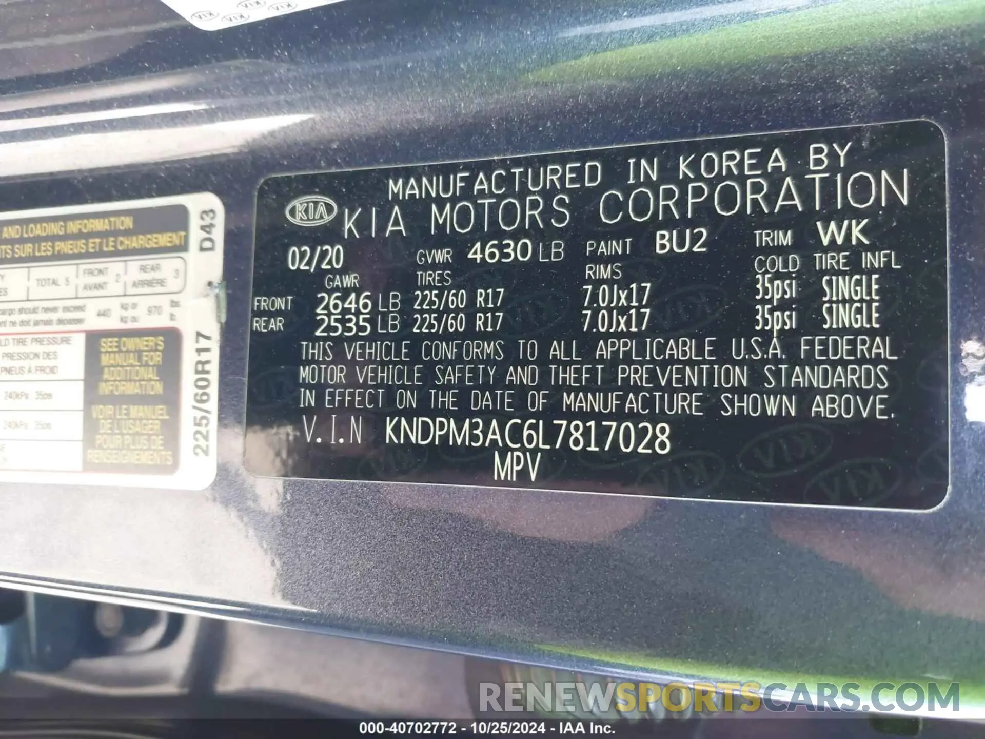 9 Photograph of a damaged car KNDPM3AC6L7817028 KIA SPORTAGE 2020