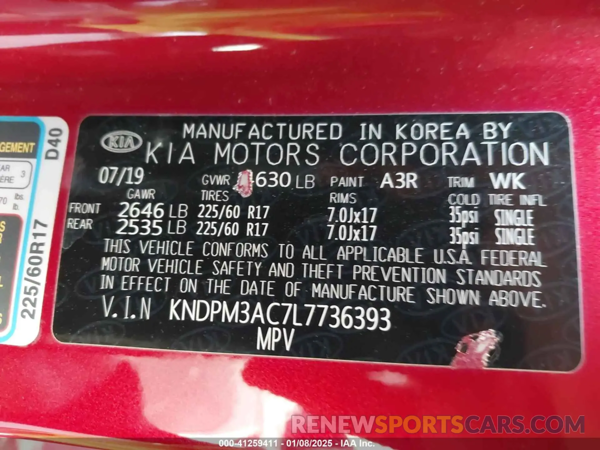 9 Photograph of a damaged car KNDPM3AC7L7736393 KIA SPORTAGE 2020