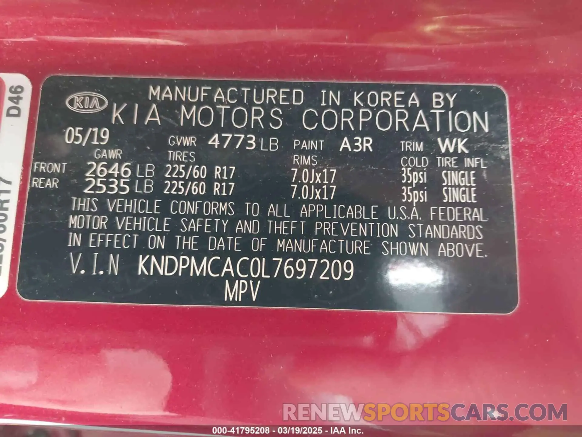 9 Фотография поврежденного автомобиля KNDPMCAC0L7697209 KIA SPORTAGE 2020